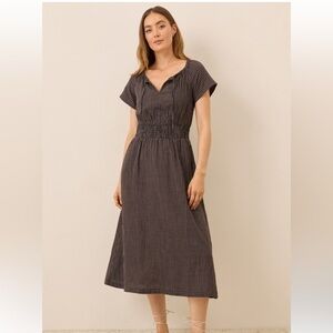 VIRAL/SOLD OUT Pact Organic Cinched Waist Double Gauze Midi Dress